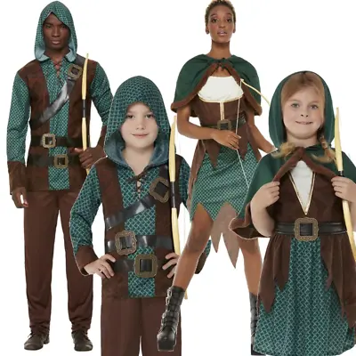 Deluxe Forest Archer Matching Family Fancy Dress Costume Adult Kids Robin Hood • $64.65