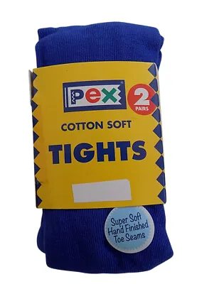 £12.99 • Buy Pex Cotton Soft Sunset 2 Pair's Girl's Tights Colour Royal Blue