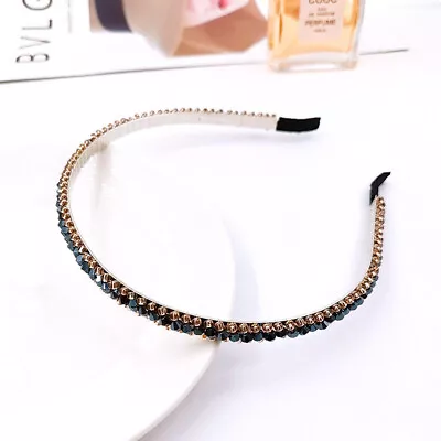 £3.99 • Buy Ladies Womens Thin Three Row Crystal Rhinestone Diamante Jewel Bead Headband 