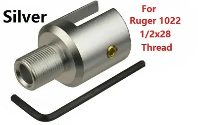 Aluminum Muzzle Brake Adapter Slip Silver On For 1/2x28 TPI For Ruger 1022 10/22 • $12.28