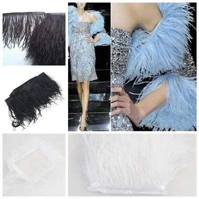 $4.99 • Buy 1 Yard DIY Fringe Trim Ostrich Feather Dyed For Costume Hat Sewing Craft Decor