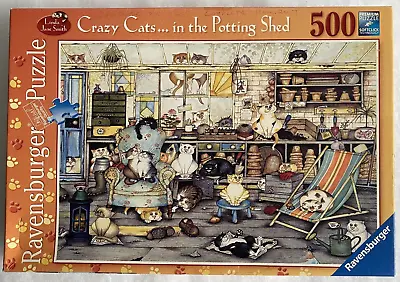 Ravenburger Crazy Cats In The Potting Shed 500 Piece Puzzle Counted & Complete • £9.95