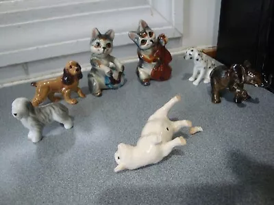 Vintage Collection Assorted Seven (7) Mini Bone China Dogs Cats Elephant Lamb  • $13