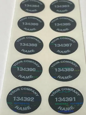 100 Custom Printed Tamper Evident Black Tint Hologram Labels .65 Inch Round • £12.64