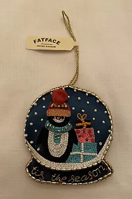 Fat Face Embroidered Snow Globe Christmas Decoration - New • £6.50