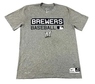 Nike Dri-Fit Milwaukee Brewers Baseball Logo MLB Men Size Medium Active T-Shirt • $15.99