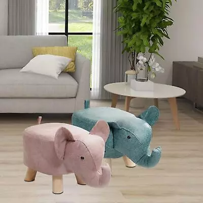Kids Stool Shoes Changing Cartoon Wood Portable Elephant Bench For Entryway • £25.43