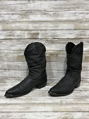 Dingo Women's Slouchy Black Leather Western Metal Toe Tips Cowgirl Boots Sz 10D • $49.77