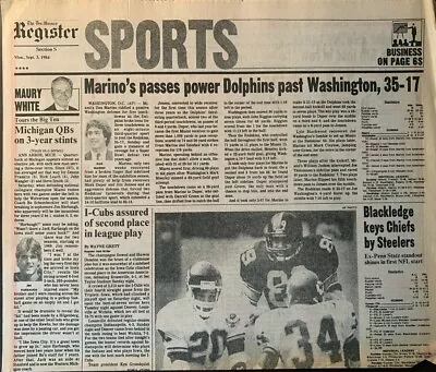 Dan Marino Powers Miami Dolphins - 9/3/1984 Des Moines Register Sports • $16.95