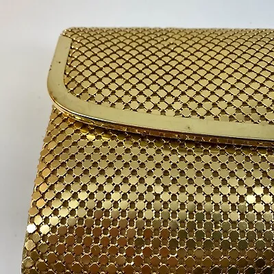 80's Gold Metal CHAINMAIL PURSE Clutch + STRAP CHAIN Evening Wear DISCO NOS   • $24