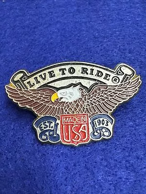 Vintage  Live To Ride  Pin Old Biker Pinback Motorcycle Harley Davidson • $0.99