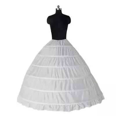 Women Crinoline Petticoat  6 Hoop Skirt Slips Long Underskirt For Wedding Bridal • £14.27