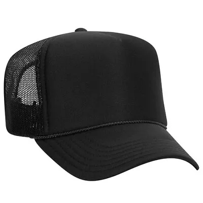 New Black Mesh Trucker Hat Snapback 5 Panel High Crown 39165 Adult Osfm • $11.95