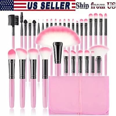 32pcs Professional Soft Synthetic Cosmetic Eyebrow Shadow Makeup Brush Set Kit • $7.99