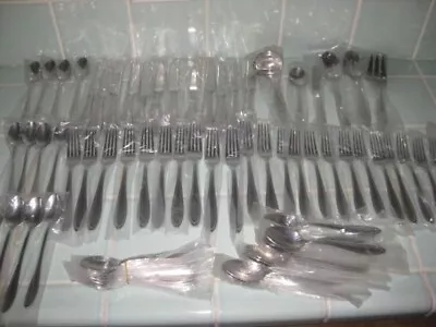 NEW 78 Pc Lenox ‘LF19’ Classic Sleek 18/10 Stainless Flatware Service For 12 • $125