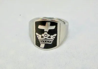 $15.95 • Buy NEW Knights Templar In Hoc Signo Vinces Masonic Ring In Black Enamel