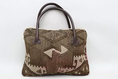 Kilim Bag Shoulder Bag Bohemian Bag 10x14  Fashion Bag Wool Leather Bag E 9 • $41.02