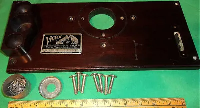 Victor VV-210 Top Tonearm Support Wood Plate W/ Nameplate Tin & Screws (1925) • $49.99