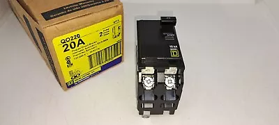 Square D QO220 20 Amp 2 Pole Type QO Circuit Breaker Yellow Face White Amp NEW • $19.99