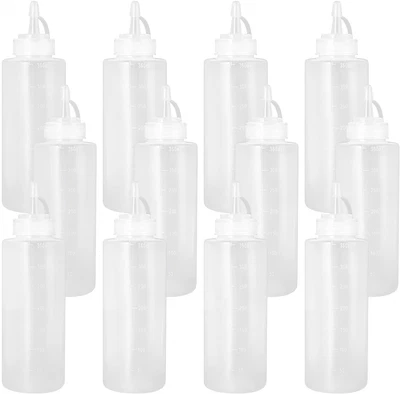 £25.63 • Buy AKOLAFE 12PCS Sauce Bottles Plastic 12Oz Squeeze Bottles With Nozzles Squeezy Co