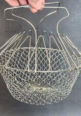 Vintage Farmhouse French Collapsible Wire Mesh Egg Vegetable Canning Jar Basket  • $12.99