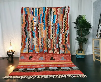 Boujaad Moroccan White Handmade Rug 5'3x8'9 Berber Patchwork Tribal Wool Carpet • $510