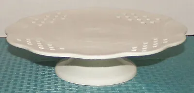 Ceramica Stefani Italy White Scalloped Pedestal Cake Stand W/ Diamond Cutouts VG • $12.54