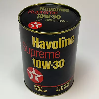 Texaco Havoline Supreme 10W-30 Qt Can ORIG EMPTY NEVERFILLED SEALED No Punctures • £15.56