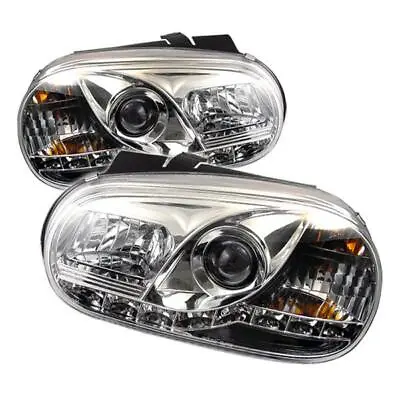 $194.99 • Buy For 1999-2006 Volkswagen Golf MK4 GTI Chrome LED Strip Projector Headlights Lamp
