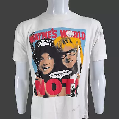 Vtg 90s SNL Wayne's World  NOT  T-shirt Pre-Owned White Tee 20  X 26.5  Size M • $115