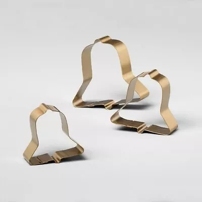 3pc  Hearth & Hand Magnolia Christmas Bell Cookie Cutters Stainless Steel Gold • £15.42