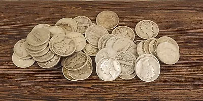 One Mercury Dime Roll (50 Coins) 90% Silver (1934-45)  Alpha • $130