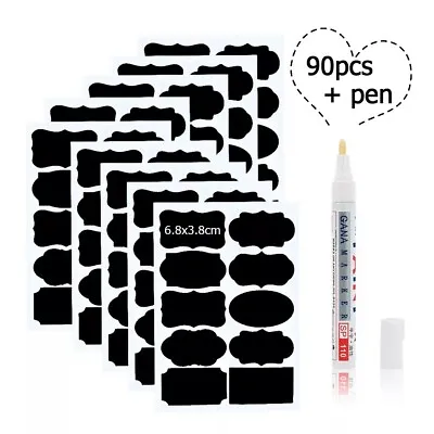 90pc Chalk Labels Pen Set Blackboard Stickers Craft Kitchen Jar Labels Tags • £4.99