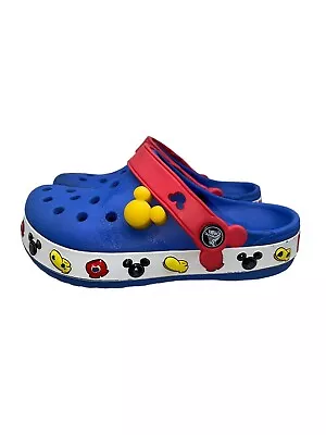 Crocs Mickey Mouse Kid’s Classic Slip On Clogs Size 10 11 C Shoes Sandals Blue • $13.99