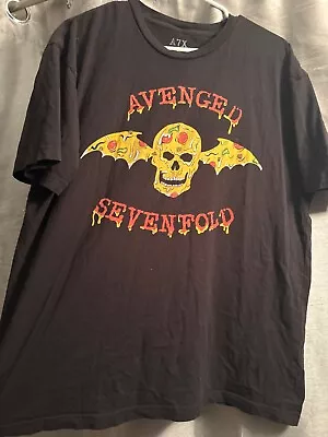 Avenged Sevenfold Band Tee Black A7X Little Pizza Heaven Skull Wing TShirt XL • $42