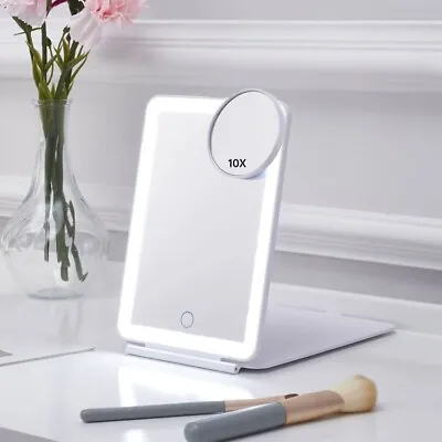 Rechargeable LED Light Cosmetic Makeup Mirror USB Touch Screen Home Desk Vanity • $26.65