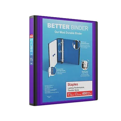 Staples 1.5  3-Ring Better Binder Purple (19061) 827604 • $11.12