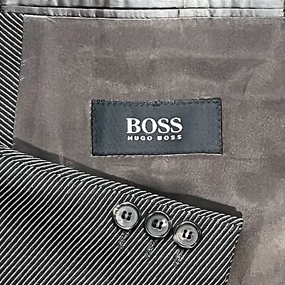 Hugo Boss USA Wool Gray Geometric Striped Blazer Sport Jacket 46R *EXCELLENT* • $71.60