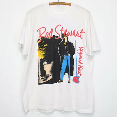 $9.98 • Buy Vintage Rod Stewart Vagabond Heart Tour Cotton White S-2345XL Unisex T-Shirt