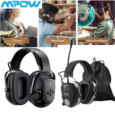 Mpow Headphones Ear Muffs Noise Cancellation Shooting Earmuff Bluetooth Headsets • £32.99