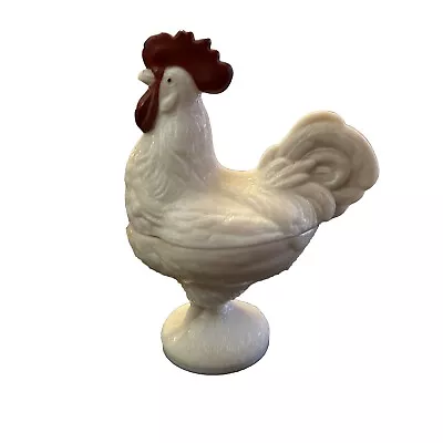 Westmoreland Milk Glass Standing Rooster Candy Dish Vintage • $29.99