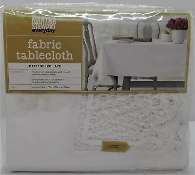 Martha Stewart Fabric Tablecloth Battenberg Lace White Oblong 52  X 70  • $24.99