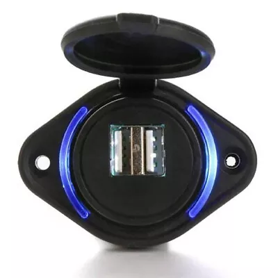 Car Charger Dual USB Port Adapter Phone Charge Socket Interior Parts W/Blue LED • $18.04