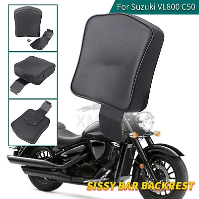 $49.98 • Buy Motorcycle PU Leather Black Sissy Bar Driver Backrest Rest For Suzuki VL800 C50