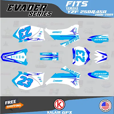 Graphics Kit For Yamaha YZ250F YZ450F (2006-2009) YZ 250F YZ 450F Evader-Blu Cya • $96.99