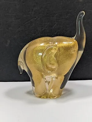 C70s MURANO Glass Attr To SEGUSO VDA Elephant GOLD Figurine ANIMAL Figure Statue • $63.75