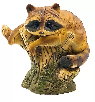 Enesco Porcelain Raccoon In A Tree Figurine Hand Painted 4 1/4  Tall • $8.79