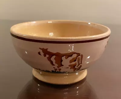 Nicholas Mosse Polish Pottery Cow Motif Small Footed Dipping Bowl 4  X 2  Tall • $30