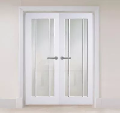 Door Pair Internal French Doors Langdale Frosted Glass White Primed Double Doors • £309.99