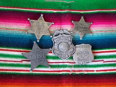 5 Police US Marshal Sheriff Inspector Silver Toned Replica Old West Badge Pins • $22